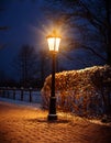 Lamp-Post. Lamp post lit at night Royalty Free Stock Photo