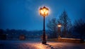 Lamp-Post. Lamp post lit at night Royalty Free Stock Photo