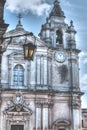 Lamp post, Mdina Cathedral in background, St. Paul's Cathedral,