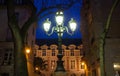 The lamp post on place de Furstenberg at night, Paris, France. Royalty Free Stock Photo