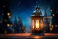 Lamp radiates the spirit of Ramadan Kareem with its gentle luminance Royalty Free Stock Photo