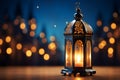 Lamp radiates the spirit of Ramadan Kareem with its gentle luminance Royalty Free Stock Photo