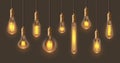 Lamp retro realistic, incandescent light bulbs