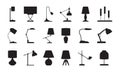 Lamp silhouettes. Lighting symbols collection accessories for modern interiors room items standing lamps garish vector