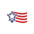 Lamp star idea with american flag logo symbol icon vector graphic design illustration idea creative