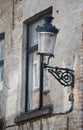 Lamp-street in the narrow street house walls