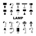 lamp table light home desk icons set vector