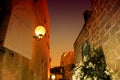 Lamp and view of the street of stone old city Jaffa in Tel Aviv, Israel Royalty Free Stock Photo