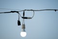 Lamp with wires and sky background Royalty Free Stock Photo