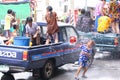 LAMPANG, THAILAND - 13 APRIL 2011: In Songkran festival people will carry tank of water on thair truck drive around the city.