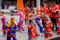 Chinese kid dancer theater group dancing in Chinese respect the gods celebration