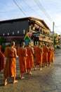 Thai Buddhist Monks Alms Nakhon Lampang Thailand