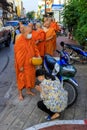 Thai Buddhist Monks Alms Nakhon Lampang Thailand