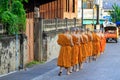 Thai Buddhist Monks Alms Nakhon Lampang Thailand