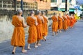 Thai Buddhist Monks Alms Nakhon Lampang Thailand