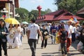 2023-05-01:Lampang Thailand:A lot of people take a walk and make merit at the temple