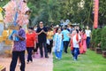 A Lots of people performing rituals according to Buddhist beliefs at one of the temples