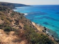 Lampedusa in Italy with Cliff and clean blue sea Royalty Free Stock Photo