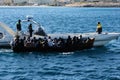 African people migrants rescued by italian authority Guardia di Finanza