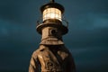The Lampheaded Man As Lighthouse Keeper, Guiding Ships Safely With His Luminous Head. Generative AI Royalty Free Stock Photo