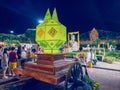 Big green Lanna Lamp at the Phra Nang Cham Devi Monument