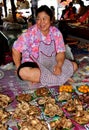 Lamphun, Thailand: Woman Selling Mushrooms Royalty Free Stock Photo