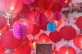 Asian paper lampion lights. House, color.