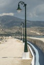 Lamposts on Lixouri harbour Kefalonia Royalty Free Stock Photo