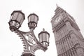 Lamppost and Big Ben at Westminster, London Royalty Free Stock Photo