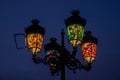 lamppost decorated with different colors. calpe, valencian community