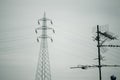 lamppost and an old-style antenna cables cloudy weather old tecnology