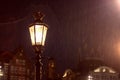 Lamppost and rainy night Royalty Free Stock Photo