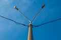 Lamppost with two lamps. Wires for electricity in the lantern Royalty Free Stock Photo