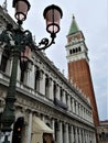 Lamppost with Venetian Glass and St. Mark`s Campanile