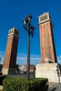 Lamppost with Venetian Towers in Placa de Espana - Barcelona