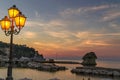 Lampposts at sunset on Ischia Royalty Free Stock Photo