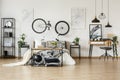 Desk with typewriter in bedroom Royalty Free Stock Photo