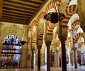 Lamps and arches of the Mosque of Cordoba Spain
