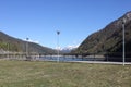 Lamps around the lake in mountain