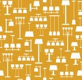 Lamps ceiling, table, floor, background, seamless, yellow, monochrome.