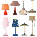 Lamps furniture set light design electric vector Royalty Free Stock Photo