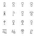 Lamps, lighting line icons set Royalty Free Stock Photo