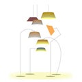 seven modern lamps in yellow and white