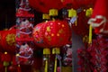 Lamps and red garments for use during Chinese New Year.