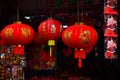 Lamps and red garments for use during Chinese New Year.