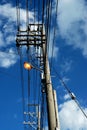 Lamps and Utility poles, design architecture, vertical Royalty Free Stock Photo