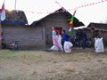 Childrens competiting in sack race. Celebration to welcome Independence day of Indonesia Royalty Free Stock Photo