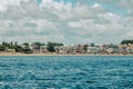 Lamu Skyline seen from ocean in Shela Beach in Old Town of Lamu island, kenya Royalty Free Stock Photo