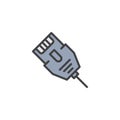LAN connector cable filled outline icon
