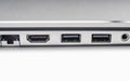 LAN , graphic , firewire and usb ports of laptop computer on wh